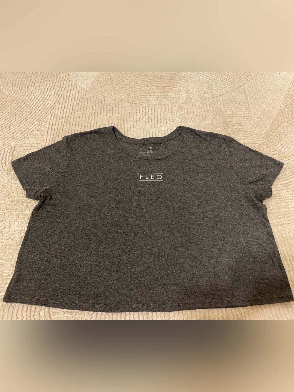 Fleo Women's Large Heathered Black/Charcoal Cropped Tee in GUC